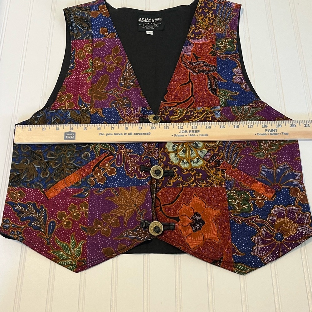 Vintage ASIACRAFT Vest 100% Cotton Patchwork Festival Indie Size M - Picture 3 of 6
